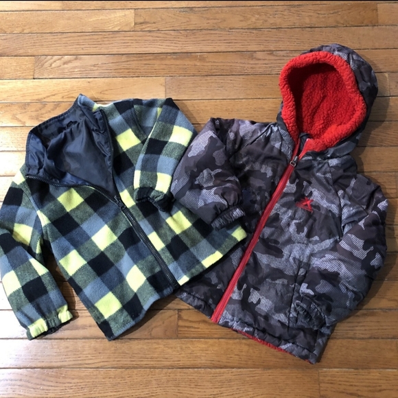 Lot of 2 Toddler Boys Jackets Faded Glory Fleece Reversible ZeroXposur Hooded 4T - Picture 1 of 11